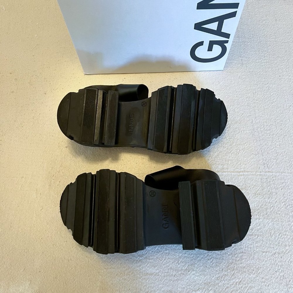 Ganni Cleated High Heel Sandal, Black, Size 9 - Picture 11 of 17